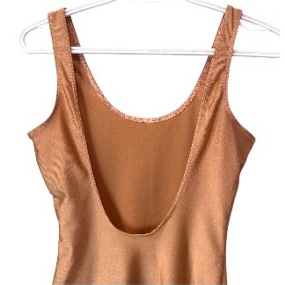 American Apparel metallic nude sleeveless bodycon mini dress size L - Picture 6 of 7